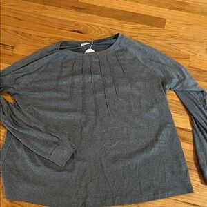 NWT Gray Pleated Front Long Sleeve Top